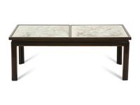 A Reverse-Painted Mirror-Inset Convertible Low Table