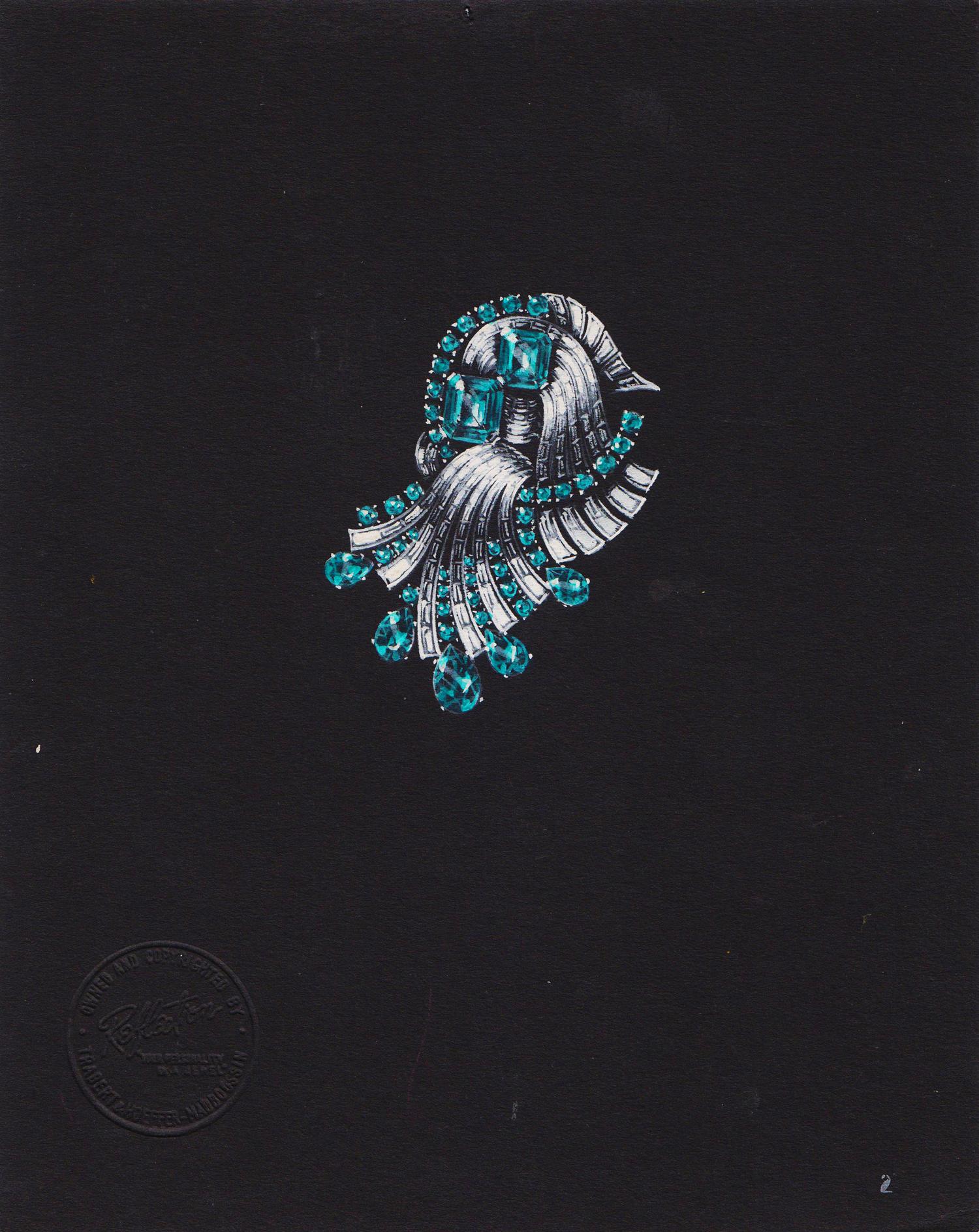 A Collection of Original Gouache on Paper Jewelry Designs by Anne Howe Geyer for Trabert & Hoeffer-Mauboussin and Others, Circa 1950's,