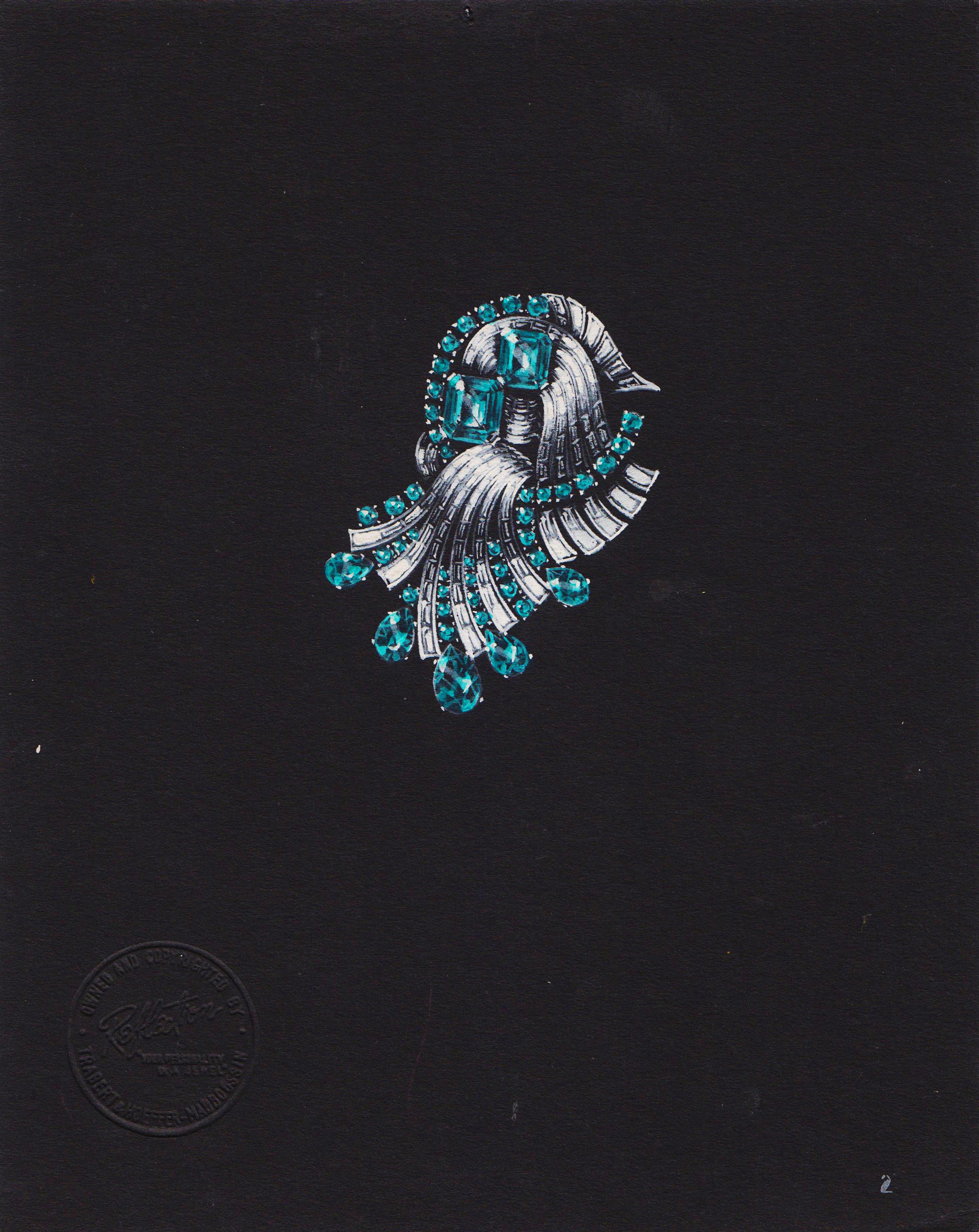 A Collection of Original Gouache on Paper Jewelry Designs by Anne Howe Geyer for Trabert & Hoeffer-Mauboussin and Others, Circa 1950's,