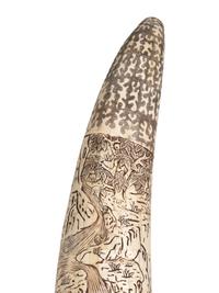 A Pair of Large Carved Bone Veneered Models of Tusks