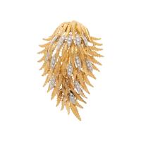 YELLOW GOLD AND DIAMOND FEATHER BROOCH