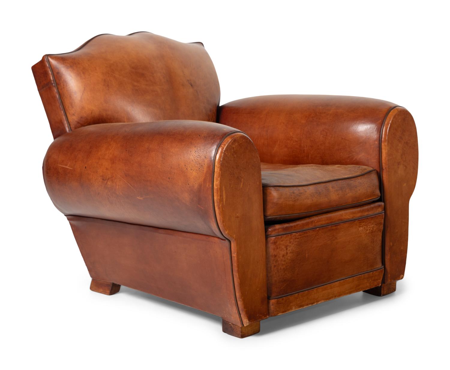An Art Deco Three-Piece Leather Seating Suite