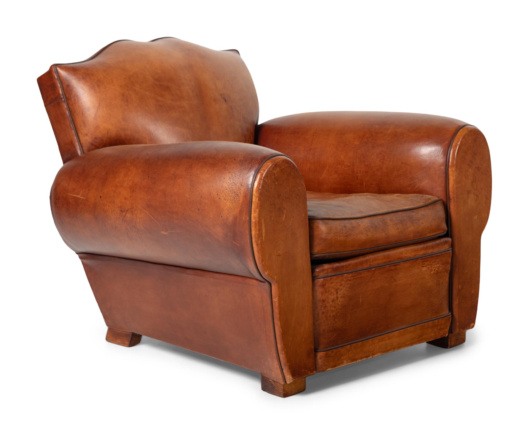 An Art Deco Three-Piece Leather Seating Suite