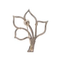 MARSH & CO, ART MODERNE, BLACKENED STEEL, CULTURED PEARL AND DIAMOND BROOCH