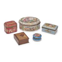 A Group of Five Continental Trinket Boxes