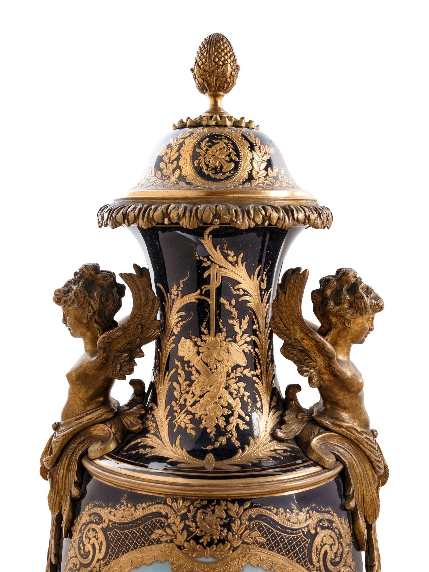 A Sèvres Style Gilt Bronze Mounted Porcelain Vase
