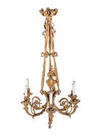 A Neoclassical Gilt Bronze Six-Light Chandelier