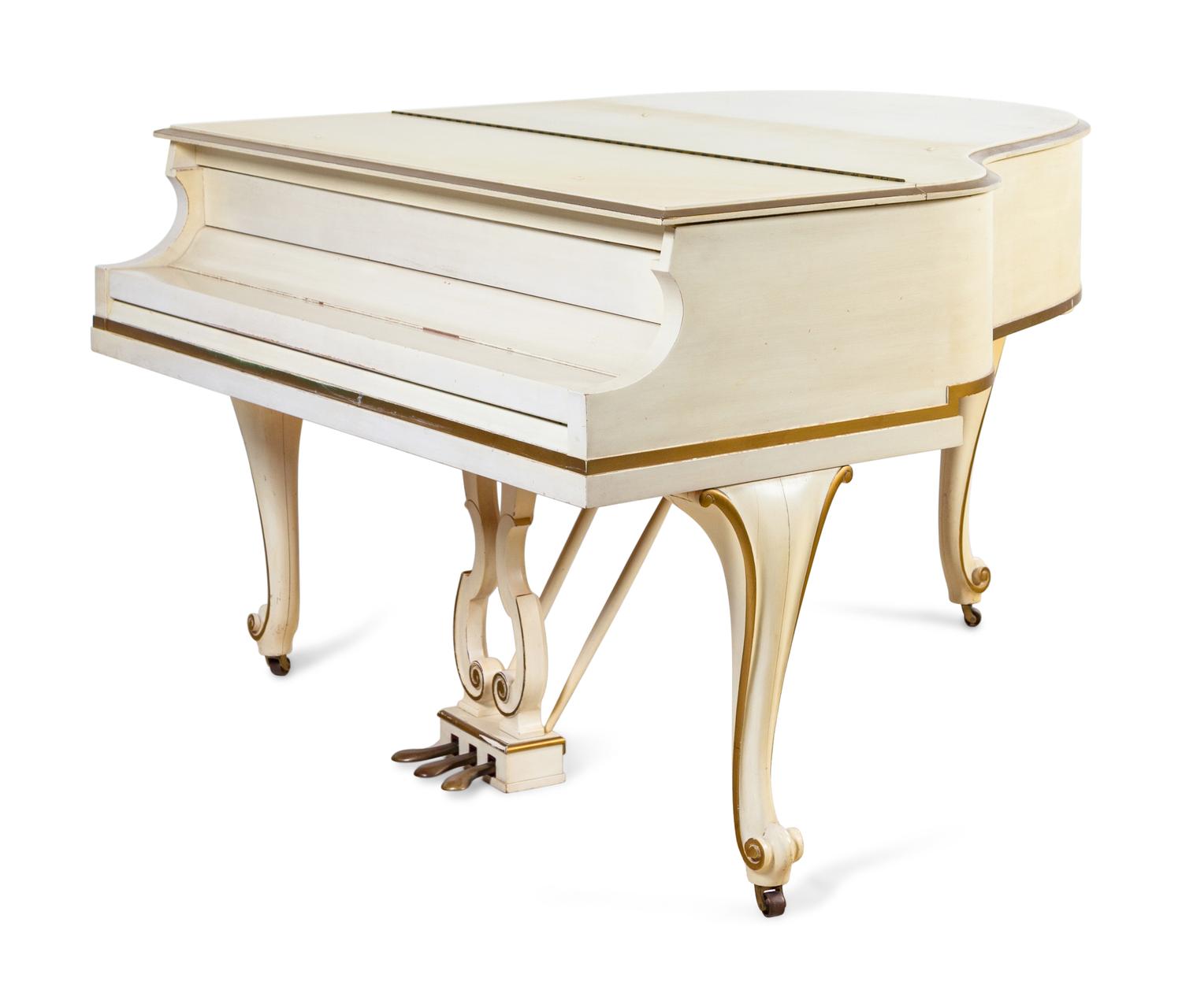 A Baldwin Painted and Parcel Gilt Baby Grand Piano