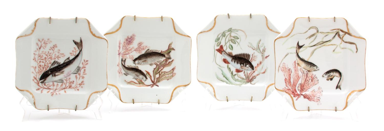 A Set of Four Limoges Porcelain Handkerchief Plates Diameter 8 inches. — 19TH CENTURY