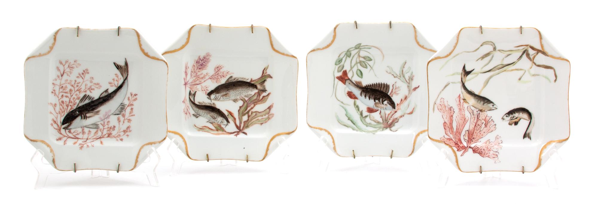 A Set of Four Limoges Porcelain Handkerchief Plates Diameter 8 inches. — 19TH CENTURY