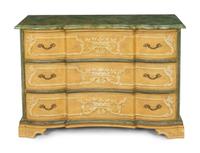 A Venetian Style Paint Decorated Serpentine Commode
