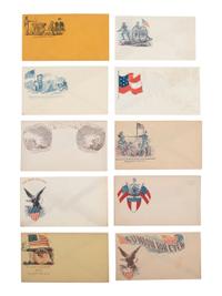 [CIVIL WAR]. A group of fractional currency, patriotic covers, & 19th century notes and covers.