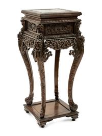 A Chinese Carved Hardwood Stand