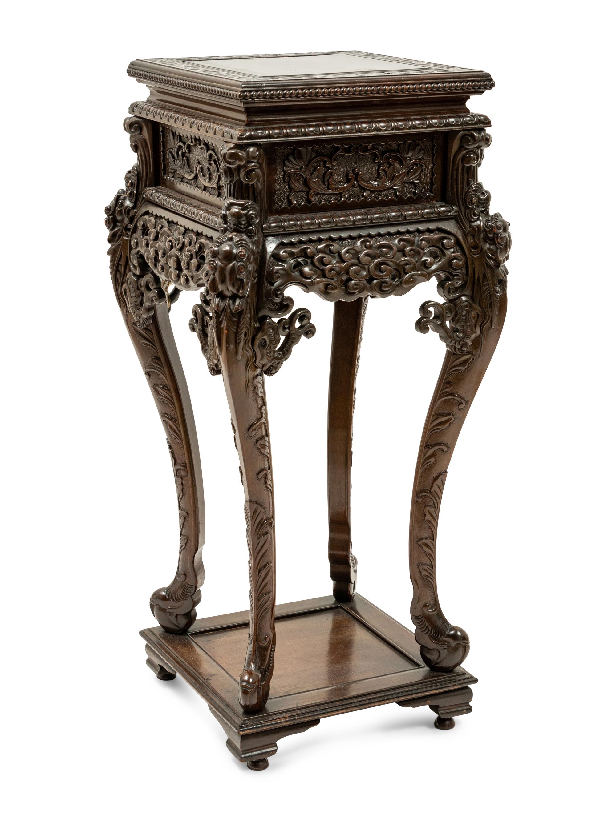 A Chinese Carved Hardwood Stand
