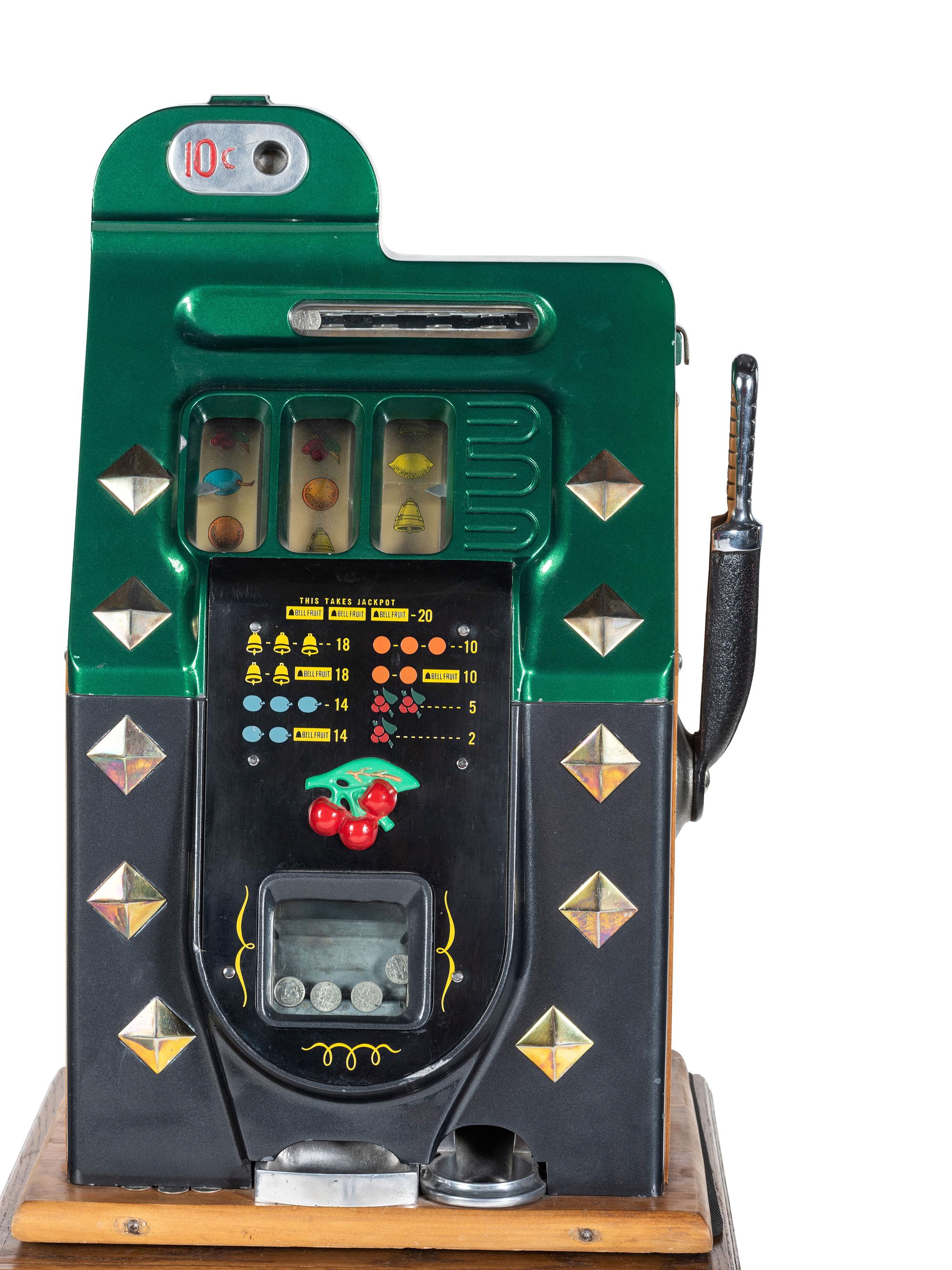 A Bell-Fruit-Gum 10 Cent Diamond Front Slot Machine
