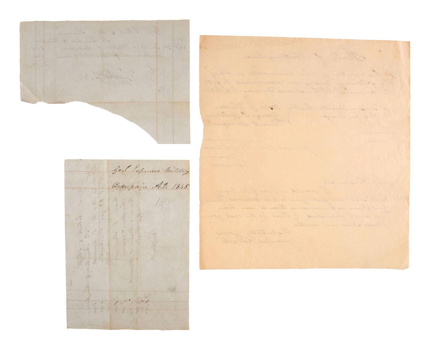 [MILITIA]. A group of documents related to nineteenth-century state militias, including broadsides and a War of 1812 appointment signed by Connecticut Governor John Cotton Smith.