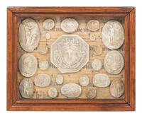 A Framed Collection of Grand Tour Style Plaster Intaglios
