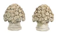 A Pair of Stone Flower Baskets Height 18 inches. — 20TH CENTURY