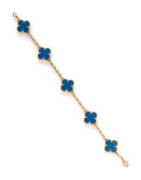 VAN CLEEF & ARPELS, YELLOW GOLD AND BLUE AGATE 'VINTAGE ALHAMBRA' BRACELET
