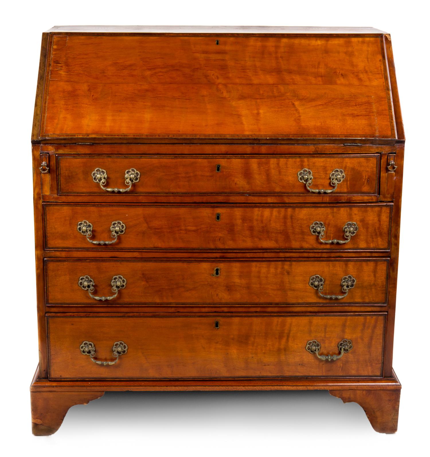 A George III Style Satinwood Bureau Height 35 x width 36 x depth 20 inches. — 19TH CENTURY