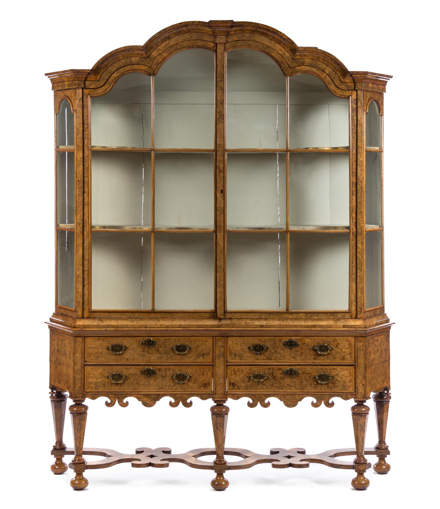 A Dutch Walnut Cabinet on Stand Height 91 x width 73 x depth 15 1/2 inches. — 18TH CENTURY
