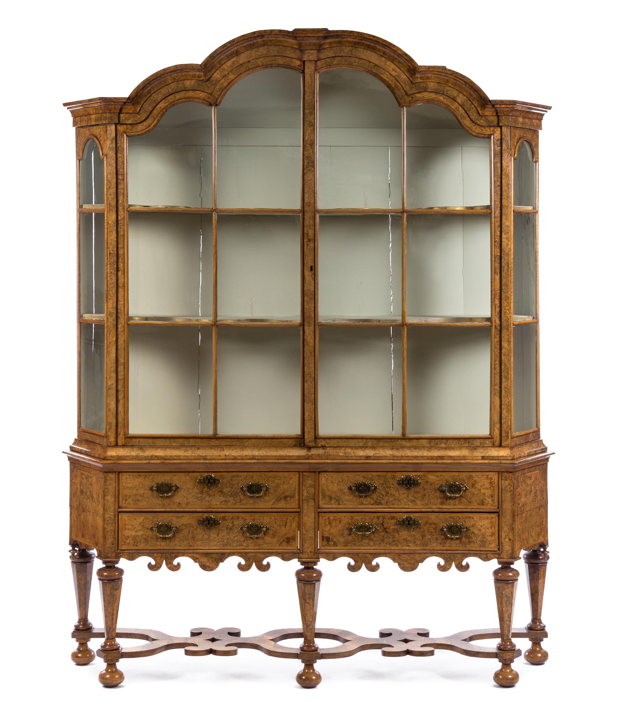 A Dutch Walnut Cabinet on Stand Height 91 x width 73 x depth 15 1/2 inches. — 18TH CENTURY