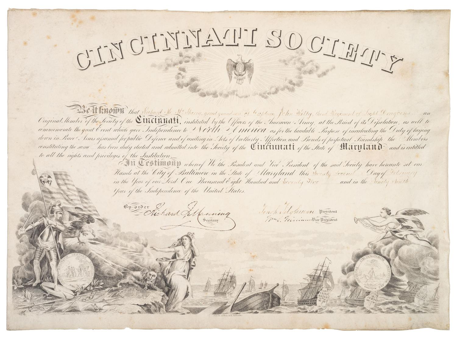 Collection of US Navy Rear Admiral Augustus Henry Kilty (1807-1879), incl. swords, dress uniform with accoutrements, and 34-star flag associated with the USS Mound City .
