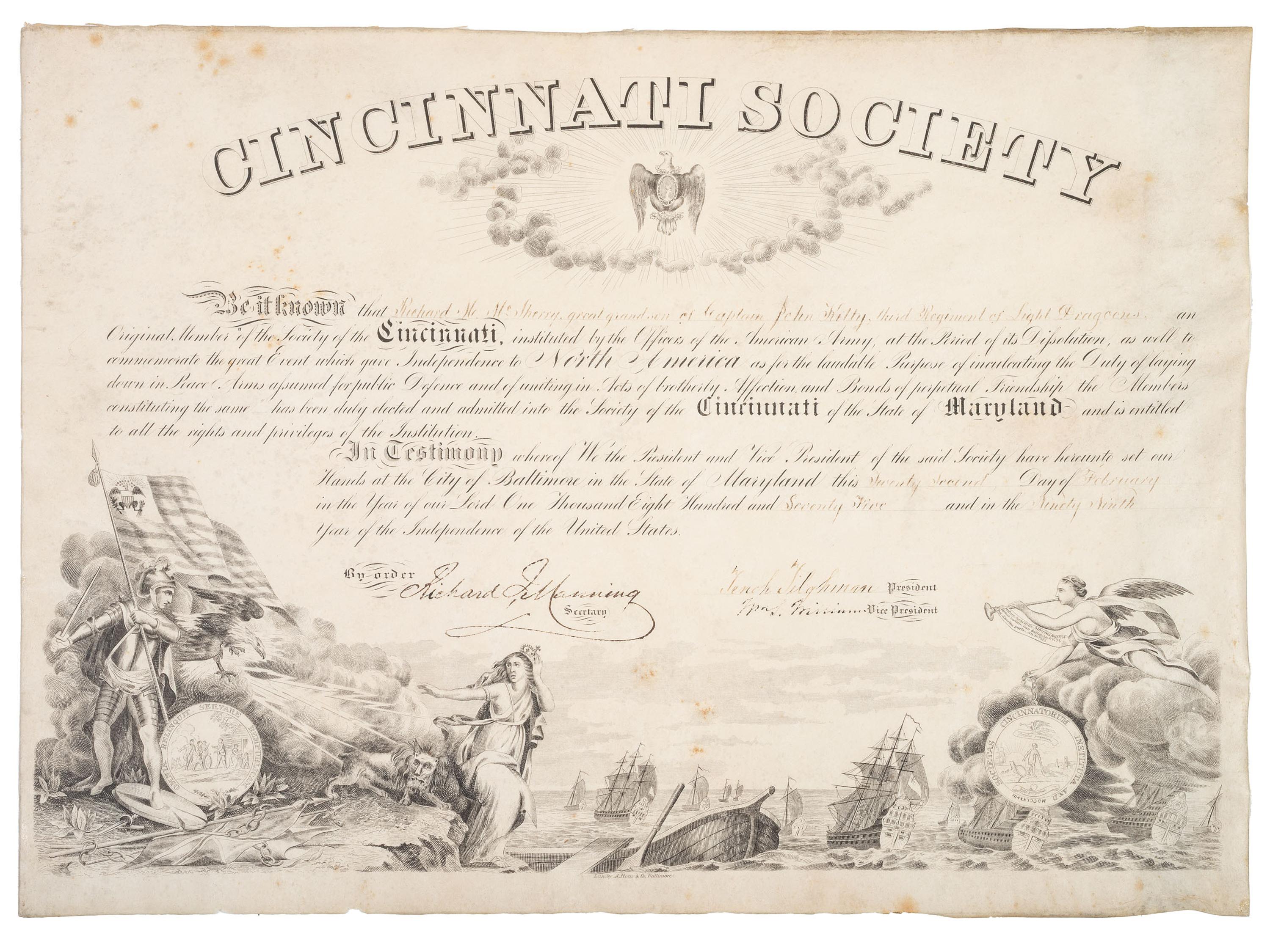 Collection of US Navy Rear Admiral Augustus Henry Kilty (1807-1879), incl. swords, dress uniform with accoutrements, and 34-star flag associated with the USS Mound City .
