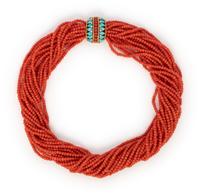 CORAL, TURQUOISE AND PEARL TORSADE SET