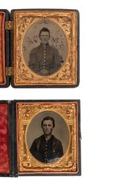 [CIVIL WAR]. 3 tintypes of Union soldiers who appear to have "seen the elephant."
