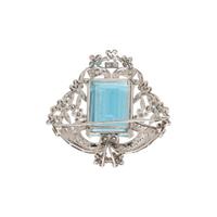 AQUAMARINE AND DIAMOND BROOCH