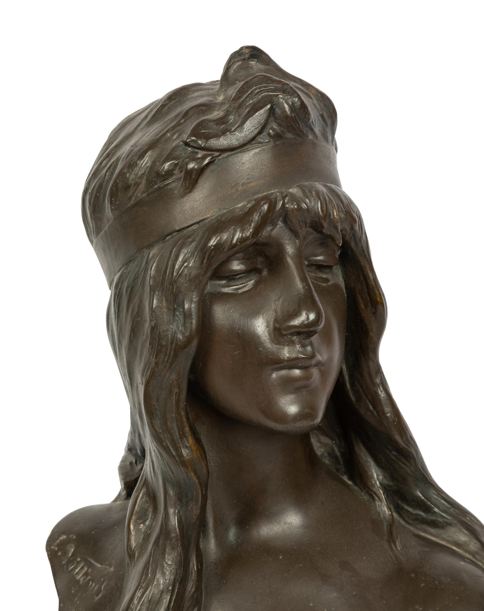 A Chalkware Bust AFTER Emmanuel Villanis (French, 1858-1914)