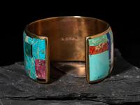 Brass and Mosaic Inlay Cuff Bracelet