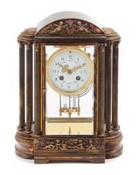 A French Silver-Plate Mantel Clock Height 13 x width 10 x depth 5 1/4 inches. — CIRCA 1900