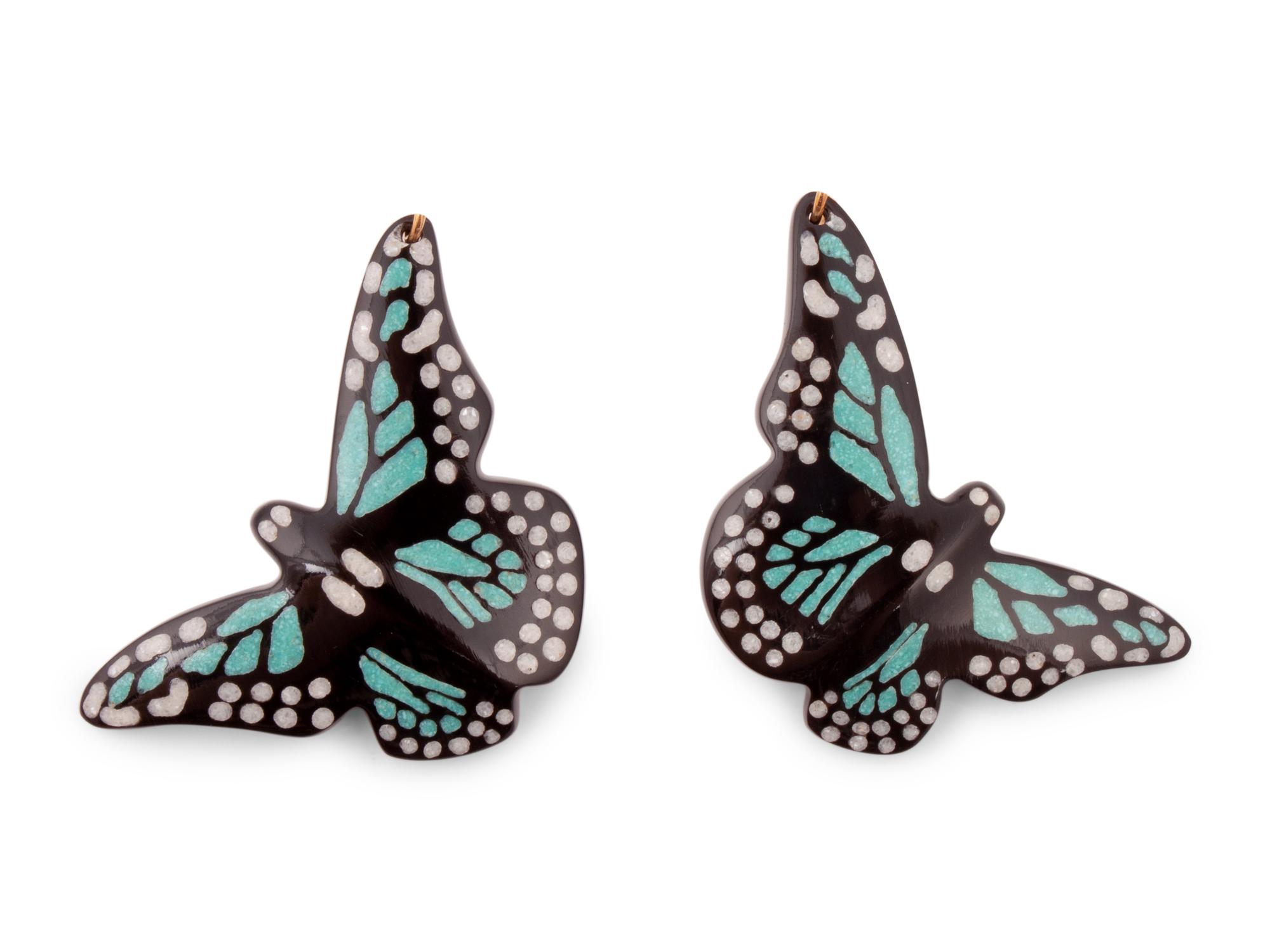 Carved Buffalo Horn Butterfly Necklace and Earrings