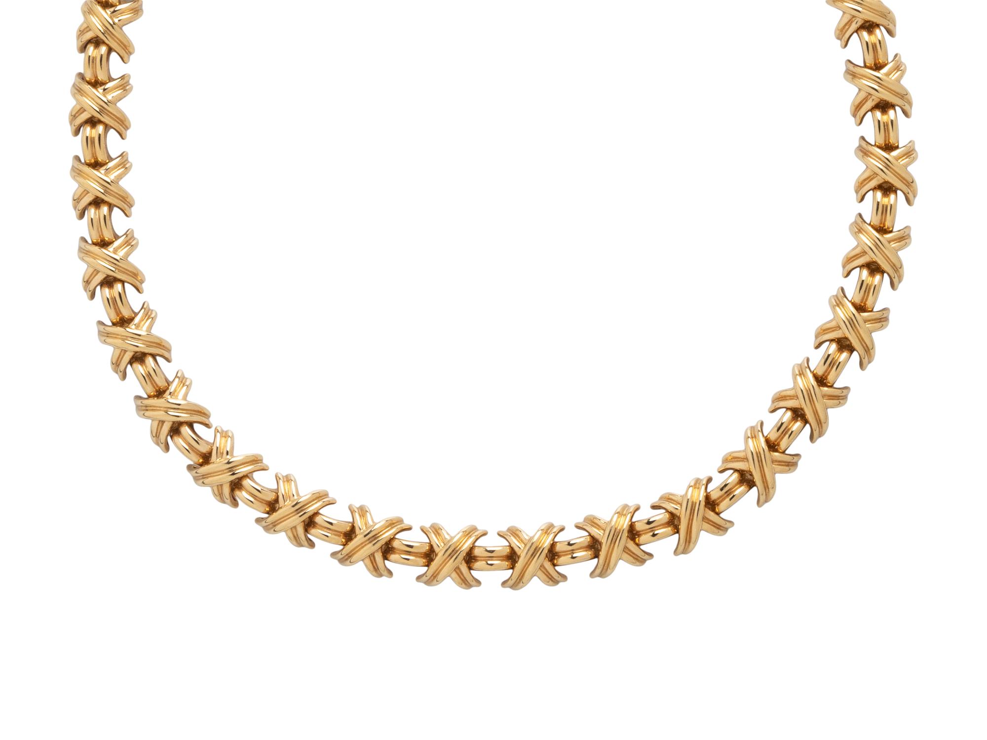 TIFFANY & CO., YELLOW GOLD 'SIGNATURE X' NECKLACE