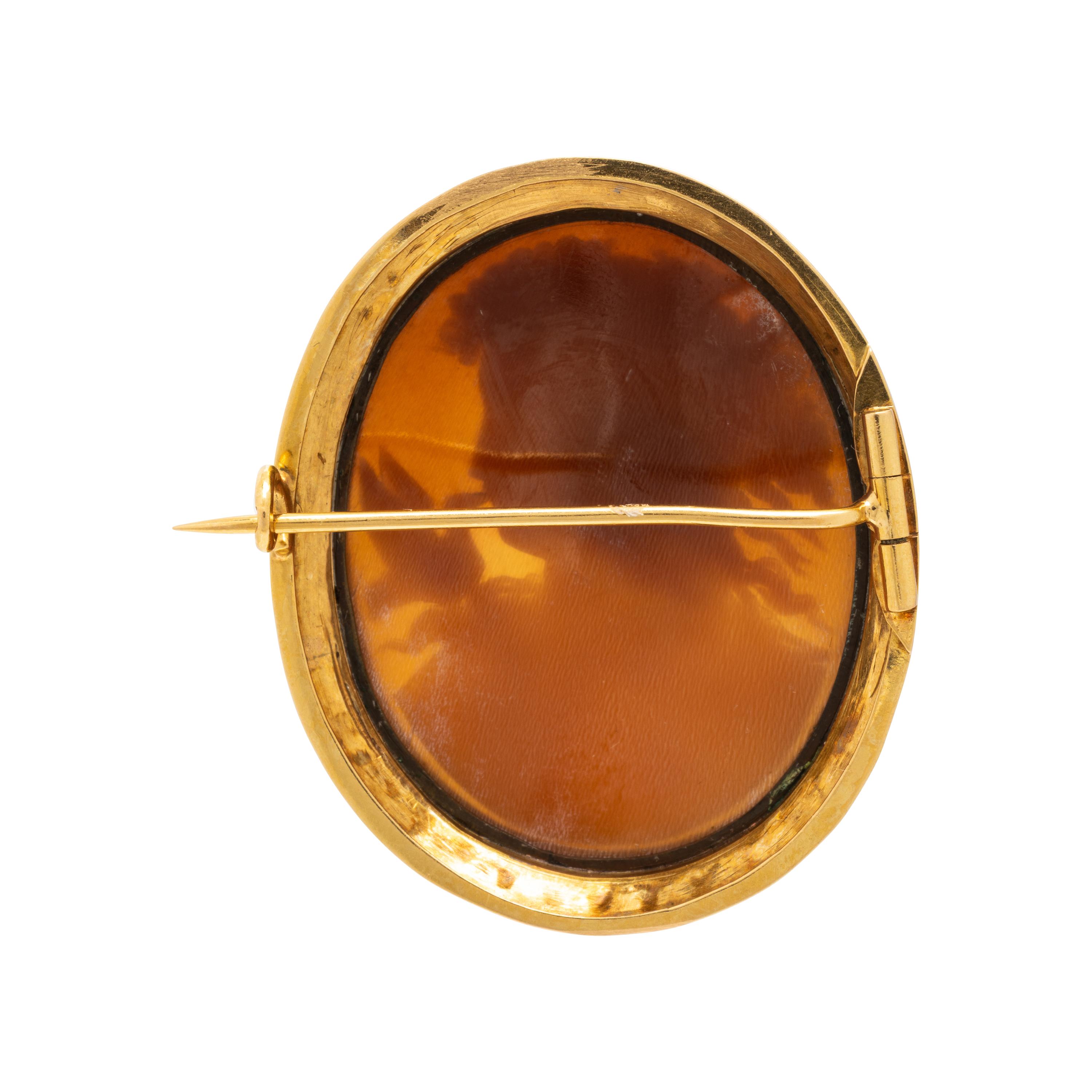 Antique, Shell Cameo and Yellow Gold Brooch