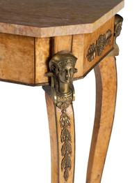 An Empire Style Gilt Bronze Mounted Walnut Marble-Top Occasional Table