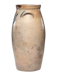 A Six-Gallon Bird Decorated Stoneware Churn