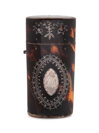A Silver Inlaid Tortoise Shell Veneer Necessaire