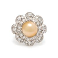 CULTURED PEARL AND DIAMOND RING