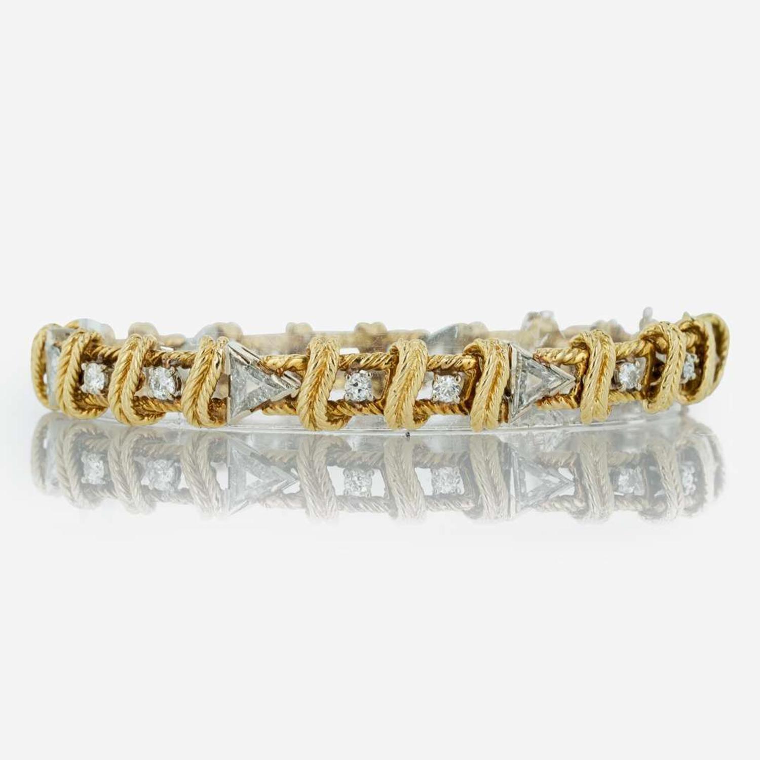 An 18K Yellow Gold and Diamond Bracelet