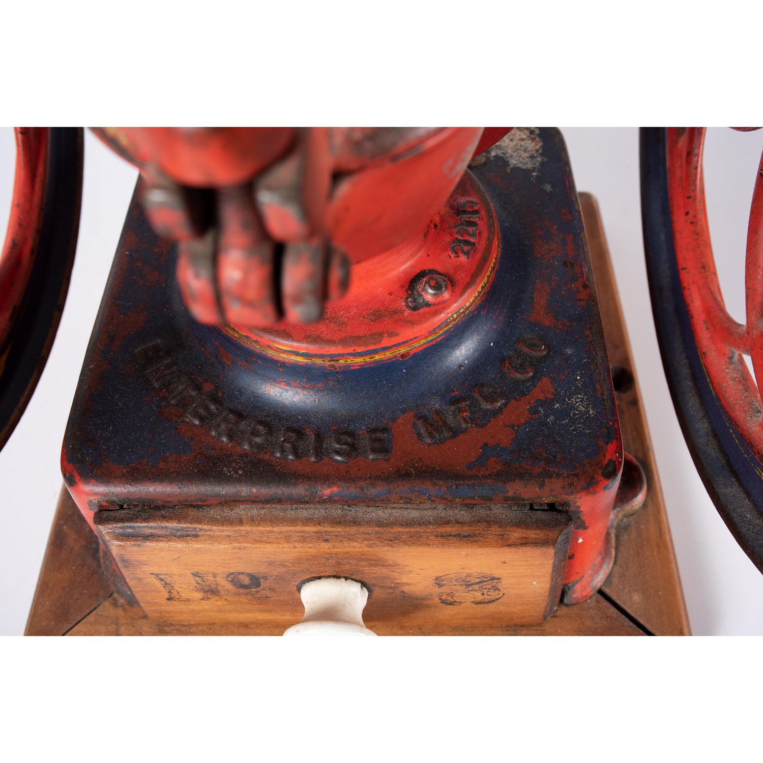 An Enterprise No. 3 Painted Cast Iron Coffee Mill