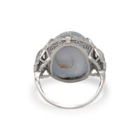 ART DECO, PLATINUM, STAR SAPPHIRE AND DIAMOND RING