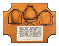 [CUSTER, George A. (1839-1876)] -- [LATE INDIAN WARS]. A group of 3 stirrups attributed as having been used by General George A. Custer.