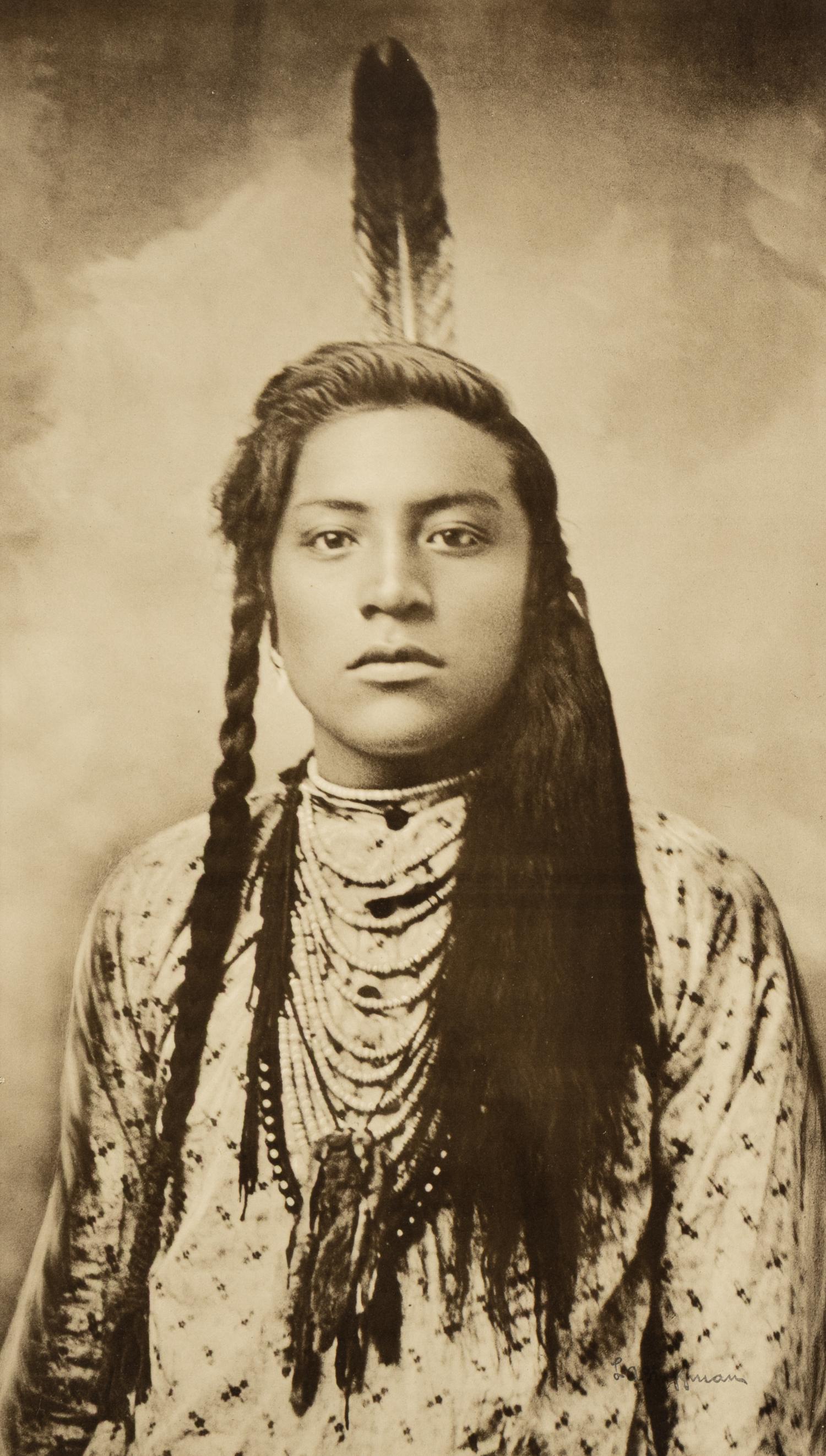 [Western Americana]. Huffman, L.A. (1854-1931), photographer. A pair of collotypes of Native American subjects.