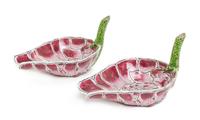 A Pair of Famille Rose Porcelain Libation Cups Length of each 7 inches. — GUANGXU PERIOD (1875-1908)