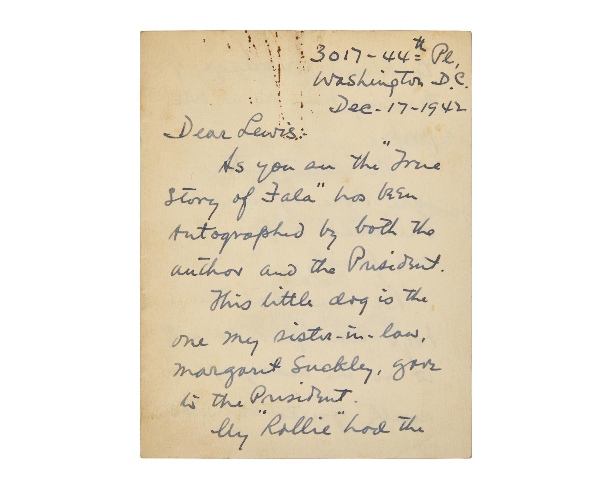 [Presidential] [Roosevelt, Franklin D.] Suckley, Margaret L., and Alice Dalgliesh. The True Story of Fala