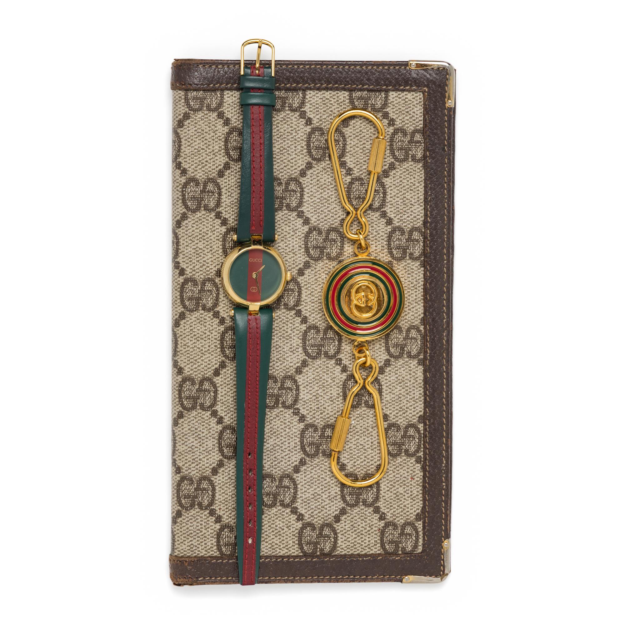 Vintage Gucci; Wallet, Watch, and Key Chain