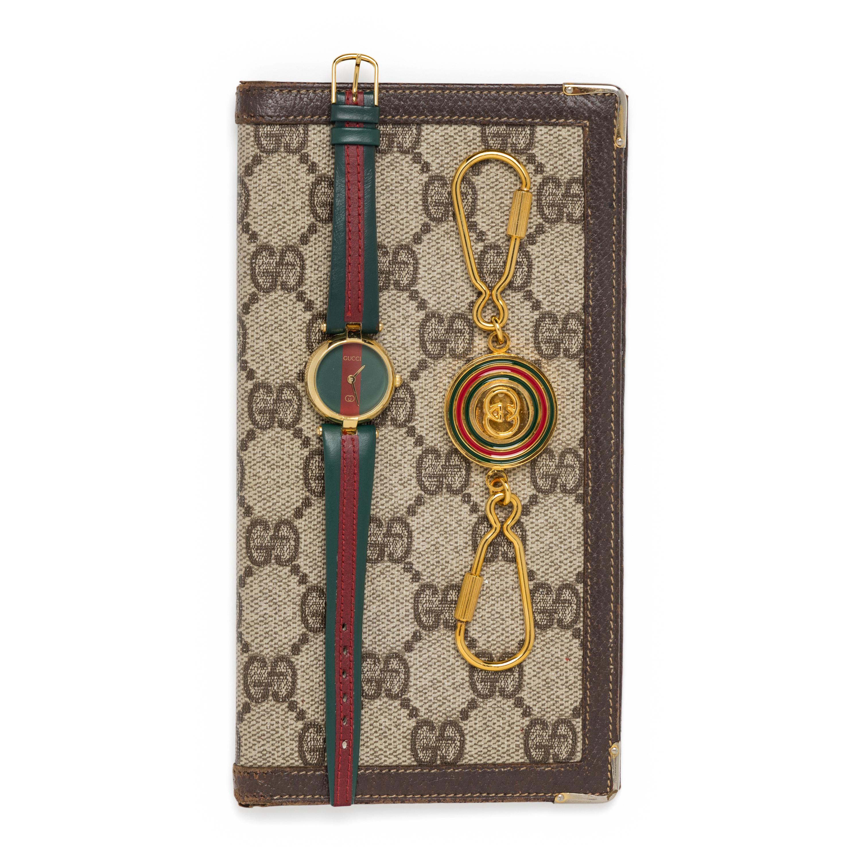 Vintage Gucci; Wallet, Watch, and Key Chain